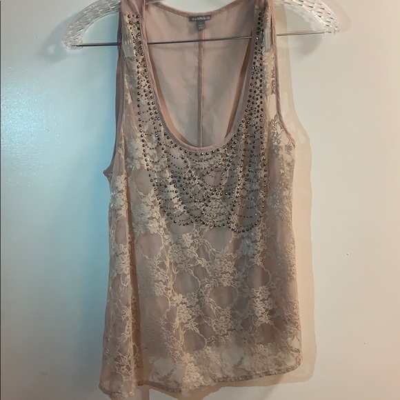 Light pink Beaded/ floral Tank top blouse - Picture 2 of 6